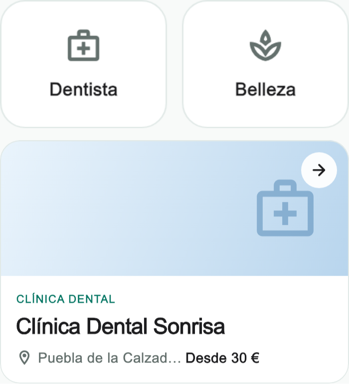 Pantalla de TrivCita para explorar negocios y servicios